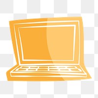 Png yellow computer hand drawn sticker, transparent background