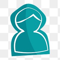 Png teal person hand drawn sticker, transparent background