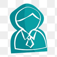 Png teal businessperson hand drawn sticker, transparent background