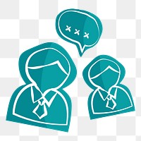 Png teal business talk hand drawn sticker, transparent background