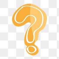 Png yellow question mark hand drawn sticker, transparent background