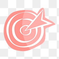 Png pink target hand drawn sticker, transparent background