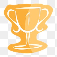 Png yellow trophy hand drawn sticker, transparent background