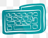 Png teal keyboard hand drawn sticker, transparent background