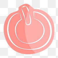 Png pink power button hand drawn sticker, transparent background