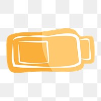 Png yellow USB drive hand drawn sticker, transparent background