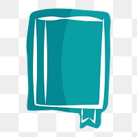 Png teal notebook hand drawn sticker, transparent background