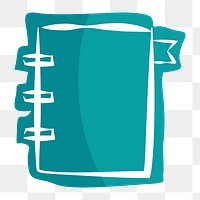 Png teal journal hand drawn sticker, transparent background