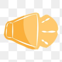 Png yellow volume hand drawn sticker, transparent background