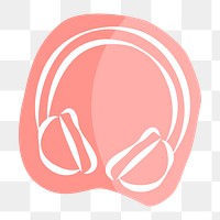 Png pink headphones hand drawn sticker, transparent background