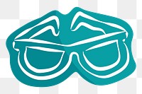 Png teal eyeglasses hand drawn sticker, transparent background