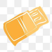 Png yellow flash drive hand drawn sticker, transparent background