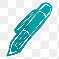 Png teal pencil hand drawn sticker, transparent background