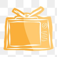 Png yellow television hand drawn sticker, transparent background