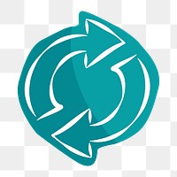 Png teal refresh button hand drawn icon, transparent background