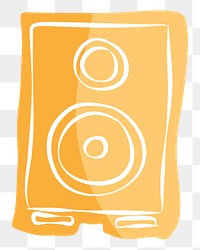 Png yellow loud speaker hand drawn sticker, transparent background