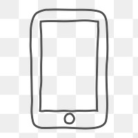 Png smartphone doodle design element, transparent background