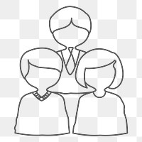 Png outline people doodle design element, transparent background