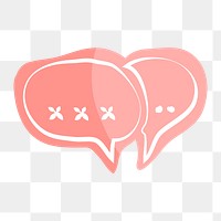 Png pink speech bubbles hand drawn sticker, transparent background