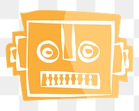 Png yellow robot portrait hand drawn sticker, transparent background