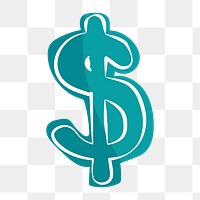 Png us currency hand drawn sticker, transparent background