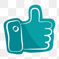 Png thumbs up hand drawn sticker, transparent background