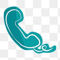 Png teal telephone hand drawn sticker, transparent background