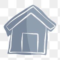 Png gray home hand drawn sticker, transparent background