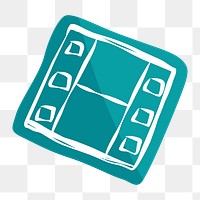 Png teal film hand drawn sticker, transparent background