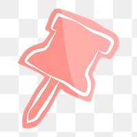 Png pink pin hand drawn sticker, transparent background