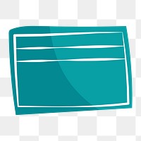Png teal card hand drawn sticker, transparent background