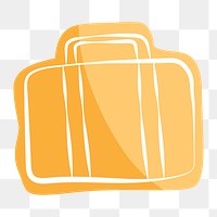 Png yellow briefcase hand drawn sticker, transparent background