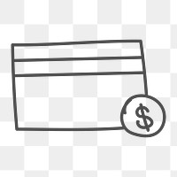 Png simple credit card doodle icon, transparent background