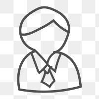 Png outline businessperson doodle icon, transparent background