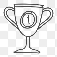 Png outline trophy doodle design element, transparent background