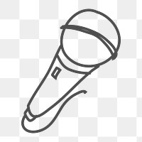 Png outline karaoke microphone doodle design element, transparent background
