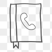 Png simple telephone book doodle design element, transparent background