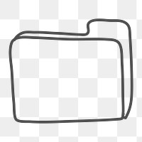 Png simple folder doodle icon, transparent background