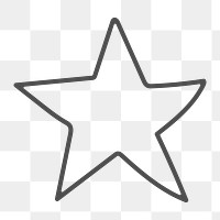 Png simple star doodle design element, transparent background