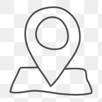 Png simple location doodle icon, transparent background
