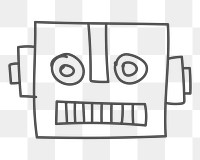 Png simple robot face doodle design element, transparent background