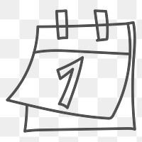 Png simple calendar doodle icon, transparent background