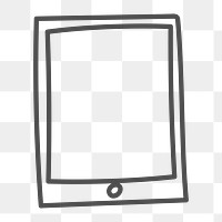 Png simple tablet doodle design element, transparent background