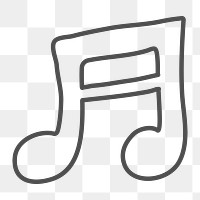 Png simple music note doodle design element, transparent background