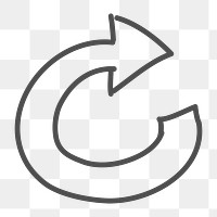 Png simple rotation doodle icon, transparent background