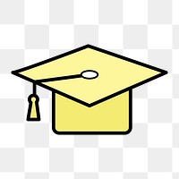 Yellow graduation hat icon png, transparent background 