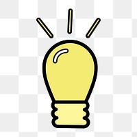 Light bulb icon png, creative thinking illustration on transparent background 