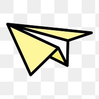 Yellow paper plane icon png,  transparent background 