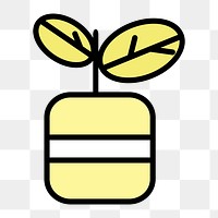 Plant pot icon png,  transparent background 