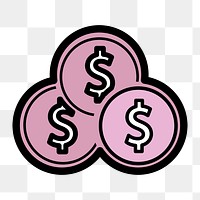 US dollar icon png, donation illustration on  transparent background 